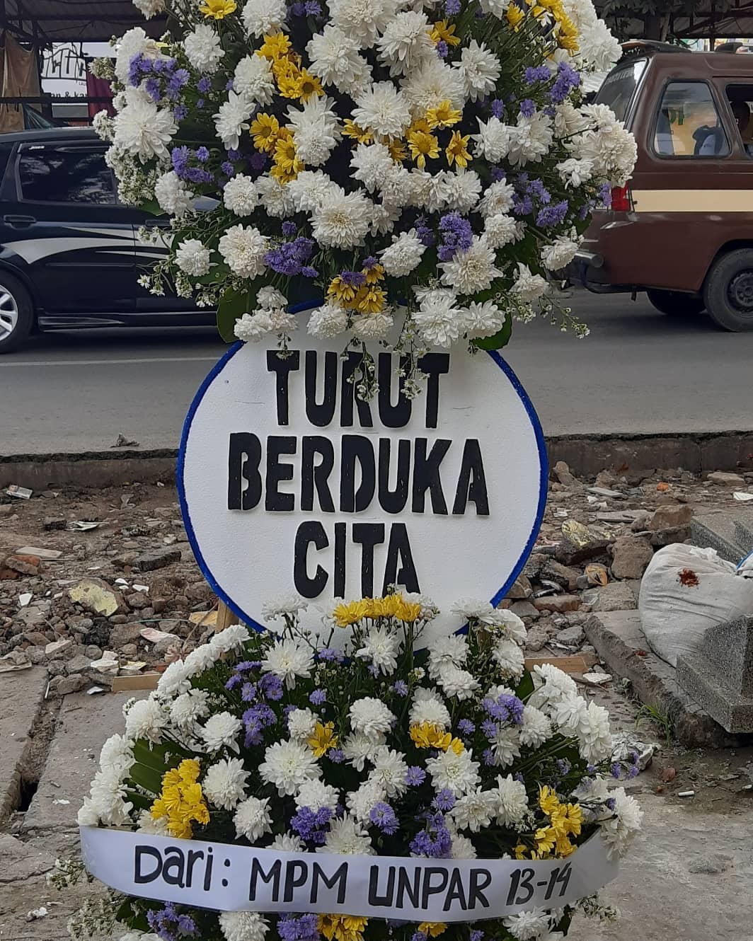 standing flowers blue